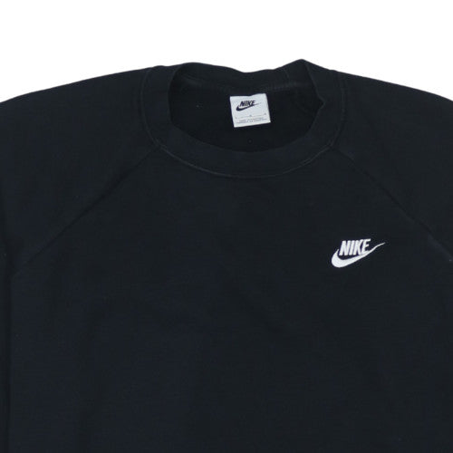 Nike Women Black Crew Neck Pullover Sweatshirt L Cotton Blend Logo