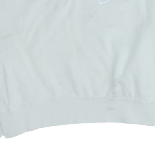 Nike Women White Crew Neck Pullover Sweatshirt Size L Cotton Blend