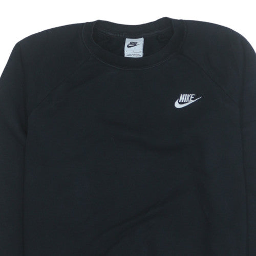 Nike Women's Black Small Pullover Sweatshirt Crew Neck Logo Cotton Blend
