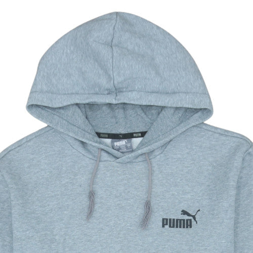 Puma Mens Grey Pullover Hoodie L Fleece Logo Hooded Sweatshirt