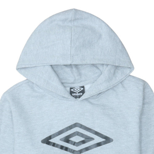 Umbro Boys Grey Pullover Hoodie Size 12-13 Years Cotton Blend Logo Sweatshirt