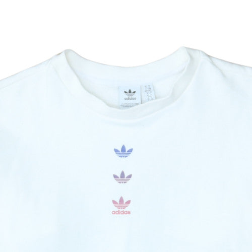 Adidas Womens White Pullover Sweatshirt Size 14 Crew Neck Logo Print