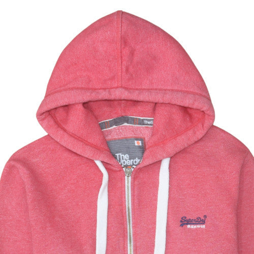 Superdry Men's Pink Full Zip Hoodie Size M Lightweight Hooded Sweatshirt