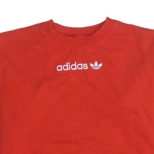 Adidas Womens Red Crew Neck Pullover Sweatshirt Size 8
