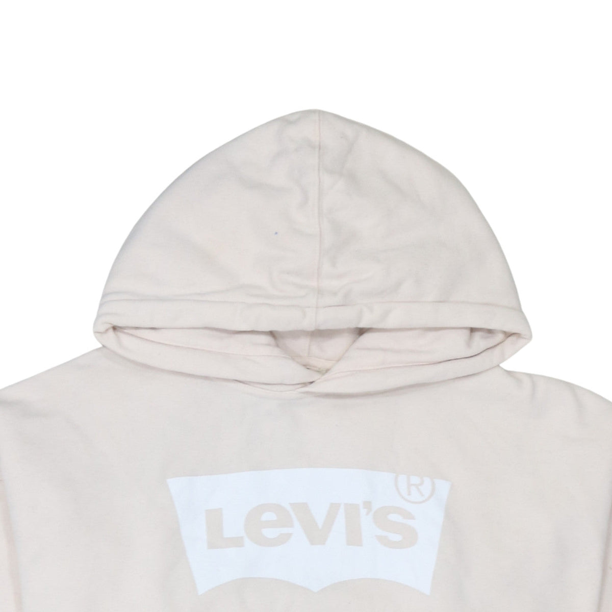 Levi's Men's Beige Pullover Hoodie M Logo Print Fleece Sweatshirt
