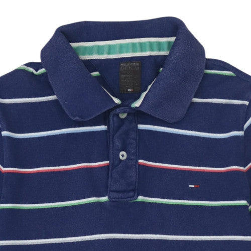 Tommy Hilfiger Men’s Blue Striped Cotton Polo Shirt Size M