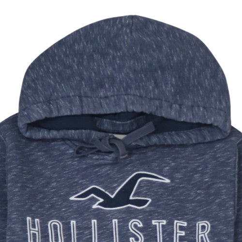 Hollister Men Blue Pullover Hoodie M Fleece Logo Sweatshirt