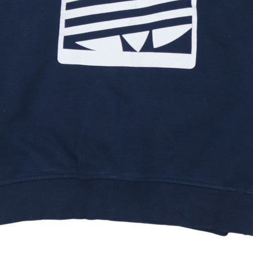 adidas Men Blue Pullover Sweatshirt M Logo Graphic Fleece