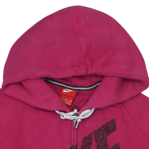 Nike Womens Pink Full Zip Hoodie M Logo Graphic Casual Sweatshirt