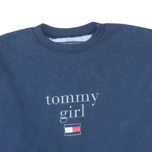 Tommy Hilfiger Women Navy Blue Crew Neck Cotton Sweatshirt L