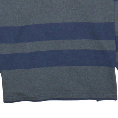 GANT Men's Blue Striped Collared Pullover Sweatshirt L
