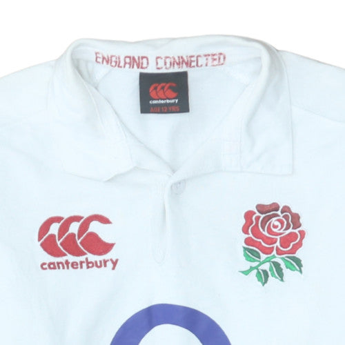 Canterbury England Rugby White Collared Sweatshirt Teens 12 Slim