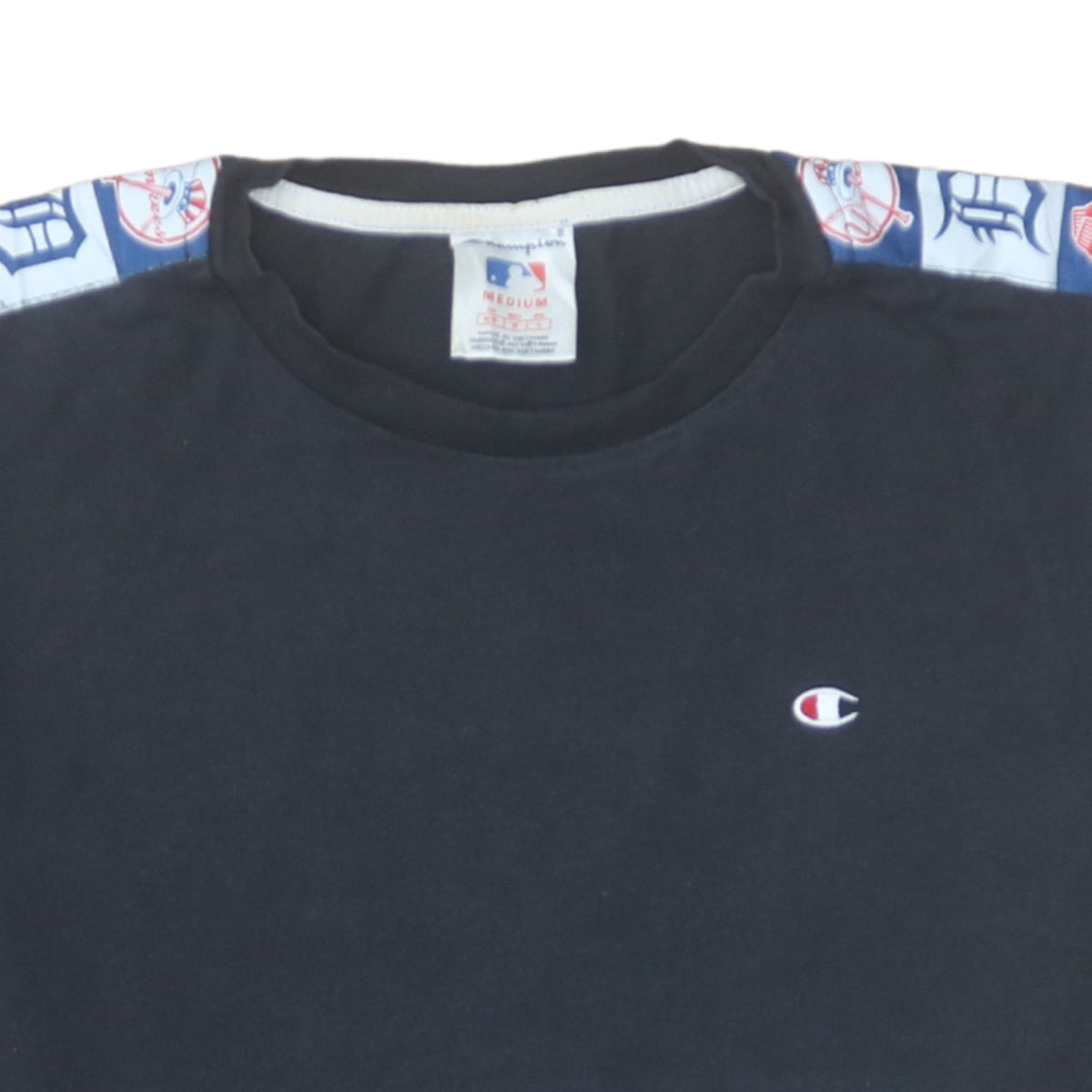 Champion MLB Black T-Shirt Men Medium Cotton Short Sleeve Sports
