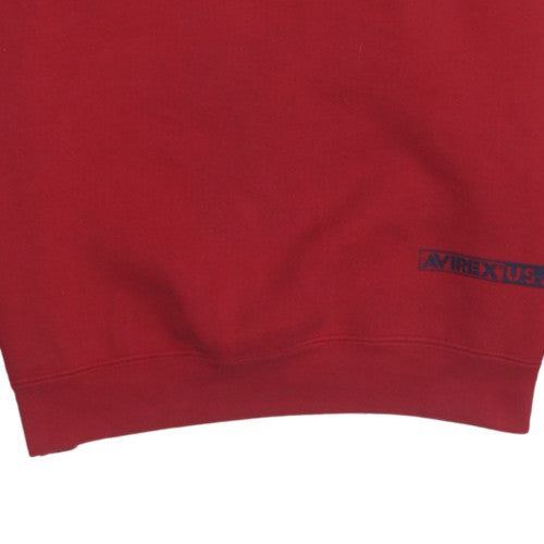 Avirex USA Men's Red Medium Crew Neck Fleece Sweatshirt