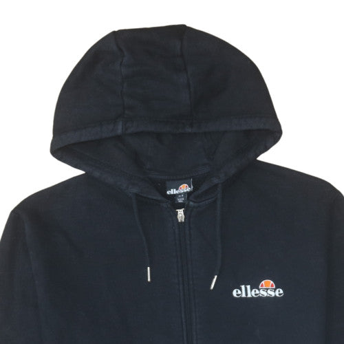 Ellesse Womens Black Full Zip Hoodie UK 8 Cotton Blend Casual