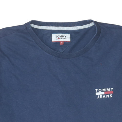 Tommy Jeans Men's Navy Blue Cotton Crew Neck T-Shirt Size L