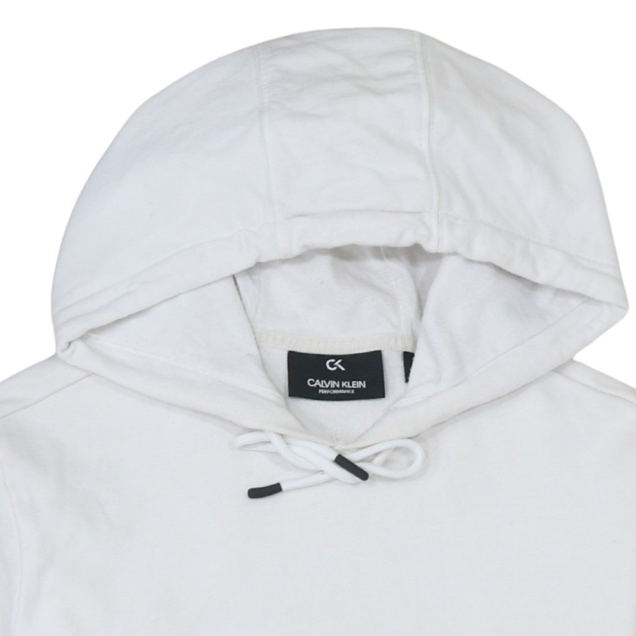 Calvin Klein Men’s White Pullover Hoodie Medium Logo Fleece