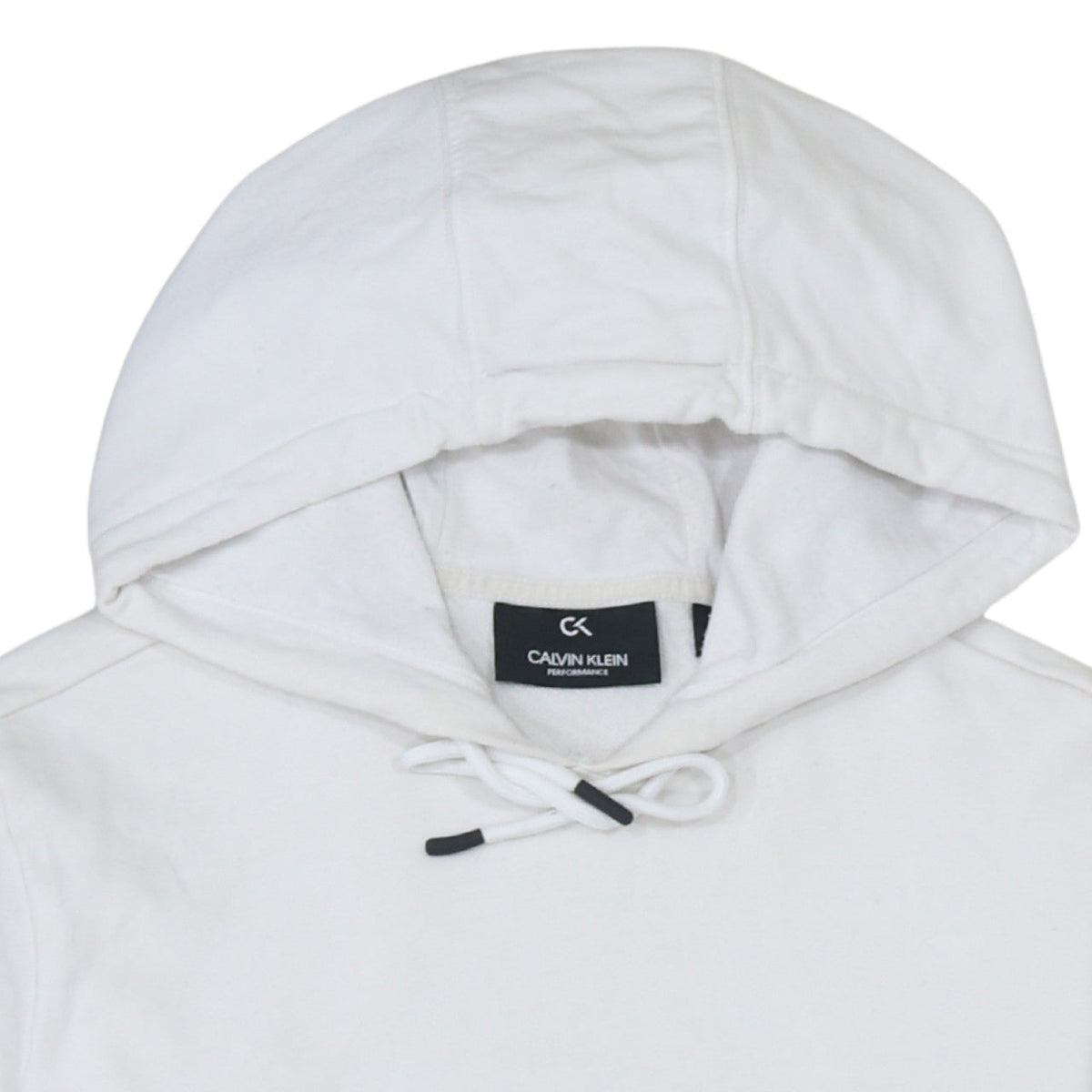 Calvin Klein Men’s White Pullover Hoodie Medium Logo Fleece