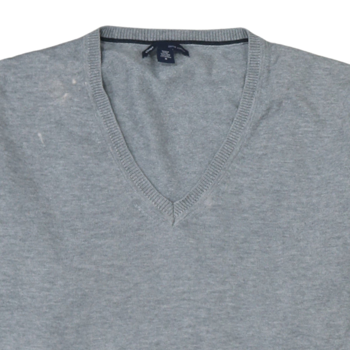 Gap Men's Grey V-Neck Cotton Pullover Jumper Size M