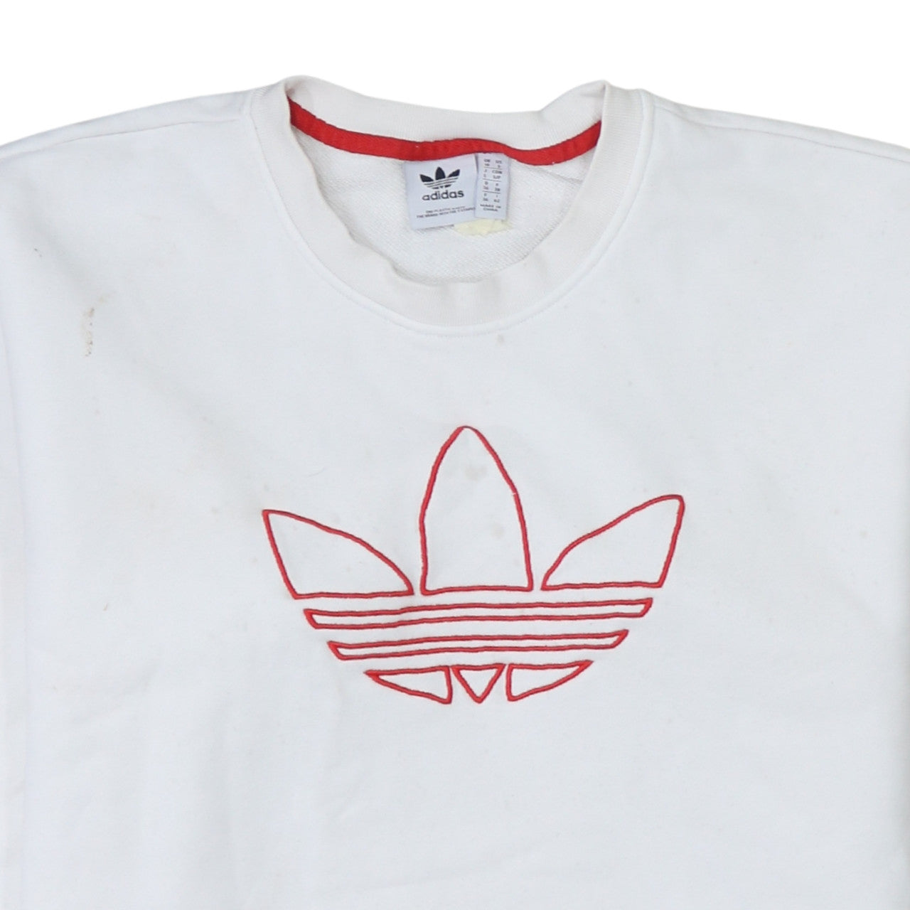 Adidas Women White Crew Neck Pullover Sweatshirt Size 10 Cotton Logo