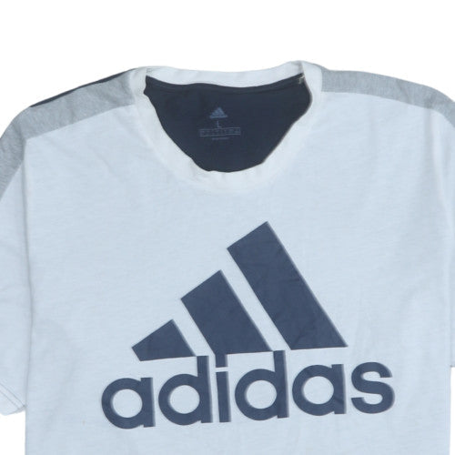 Adidas Men Blue Colourblock Logo Regular Fit T-Shirt L
