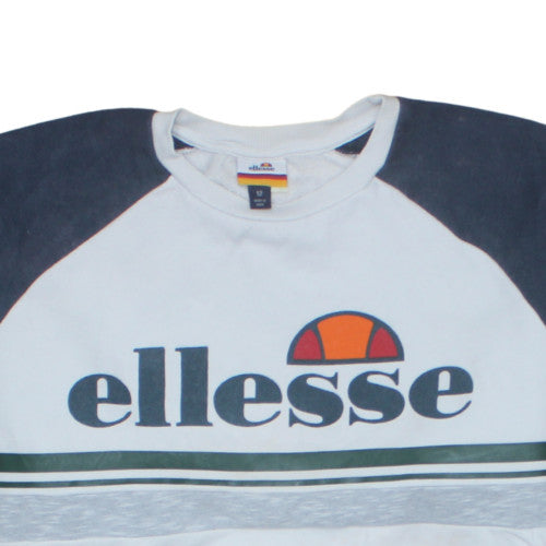 Ellesse Womens White Blue Logo Sweatshirt Size 12 Pullover Classic Fit