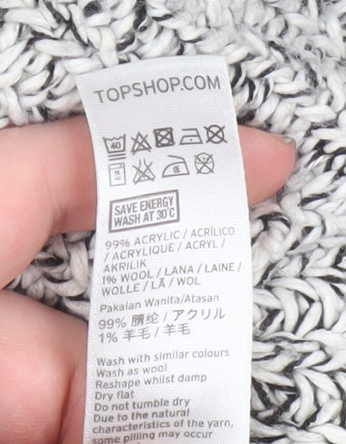 Topshop Women's Grey Roll Neck Chunky Knit Jumper Size 12