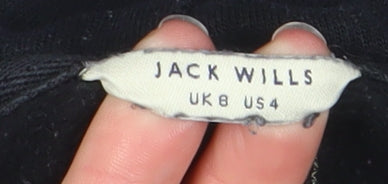 Jack Wills Women's Black Floral Embroidered Pullover Hoodie UK 8