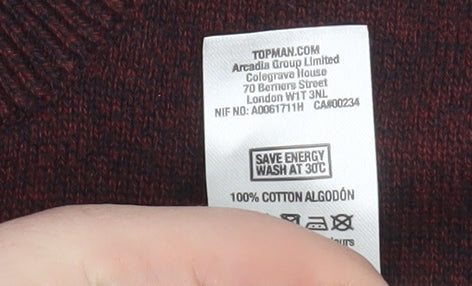 Topman Men's Brown Cotton Crew Neck Jumper Size M