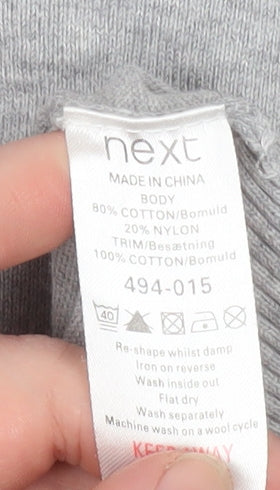 Next Men’s Grey 3XL V-Neck Cotton Knit Pullover Sweatshirt