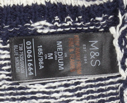 Marks & Spencer Women Blue Knit Fringe Cardigan M
