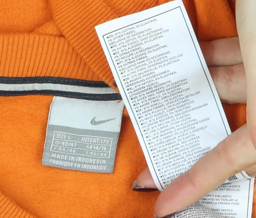 Nike Women Orange Long Sleeve Crew Neck Pullover Sweatshirt Size M
