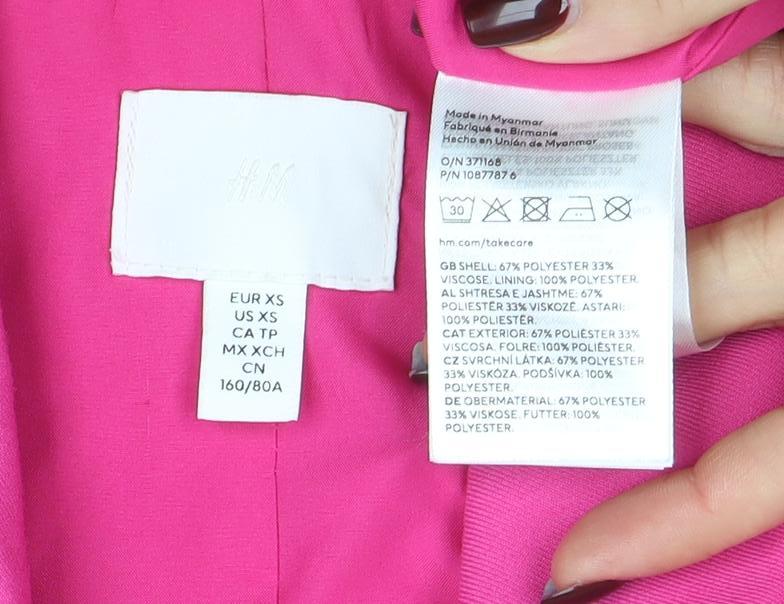 H&M Women’s Pink Double-Breasted Blazer XS Regular Fit