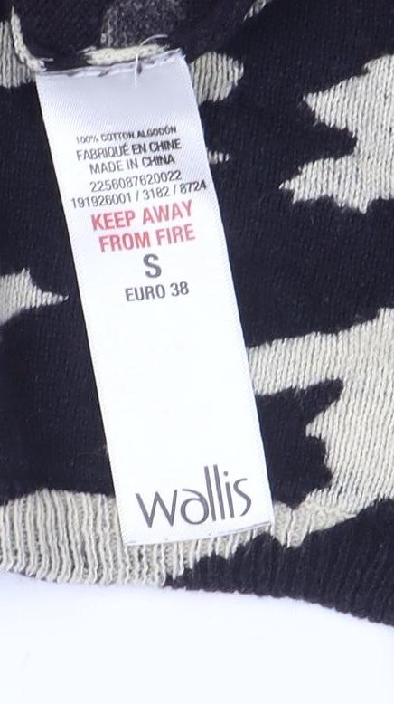 Wallis Women's Black Animal Print Cotton Jumper Size S