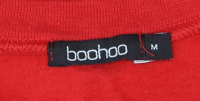 Boohoo Women's Red 'Nineties Club' Logo Crew Neck Sweatshirt Size M