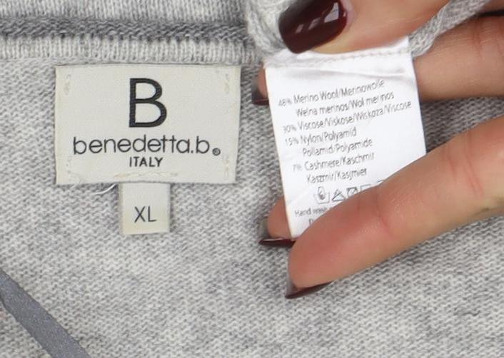 Benedetta B Womens Grey Cashmere Blend Star Jumper XL