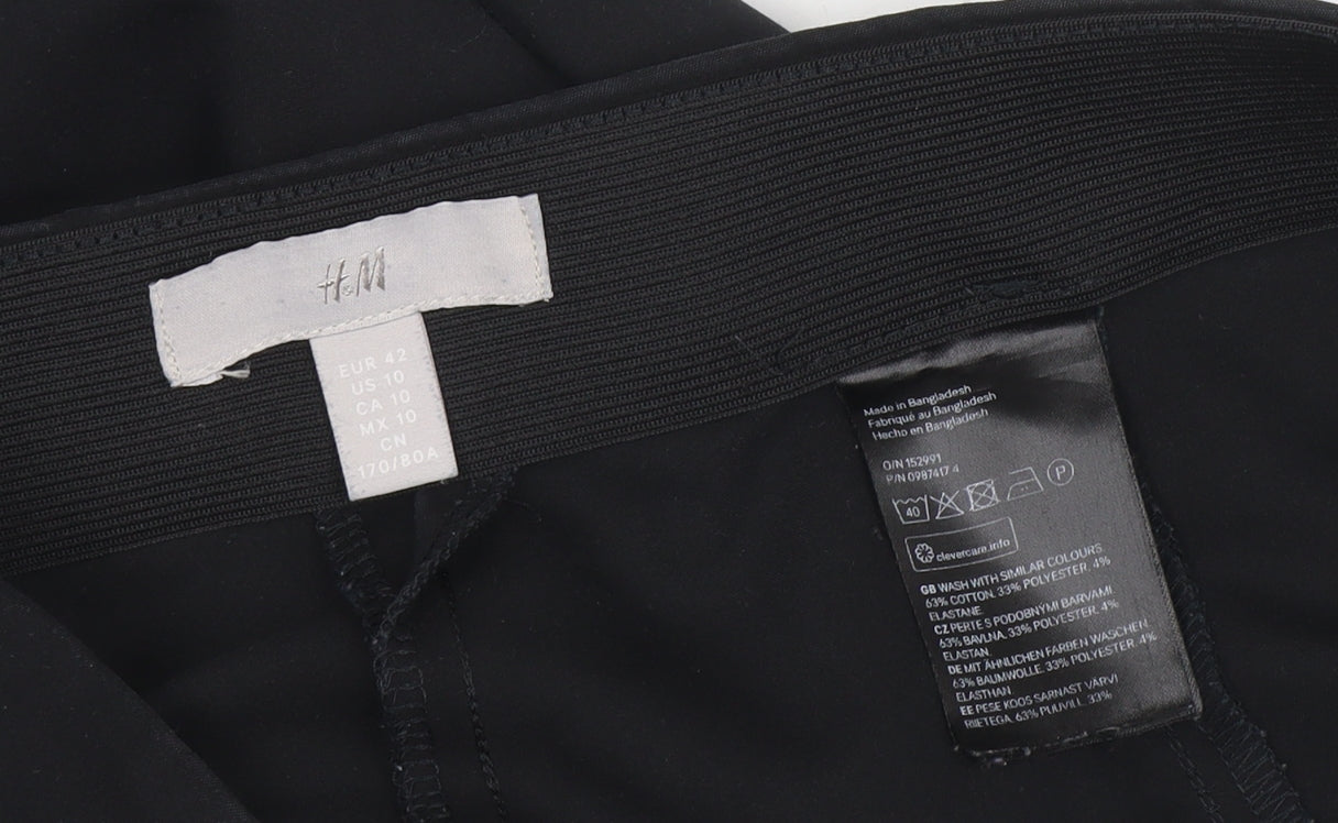 H&M Womens Black Slim Fit Stretch Trousers Size 14