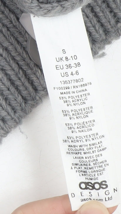 ASOS DESIGN Women Grey Chunky Knit Button Cardigan Size S
