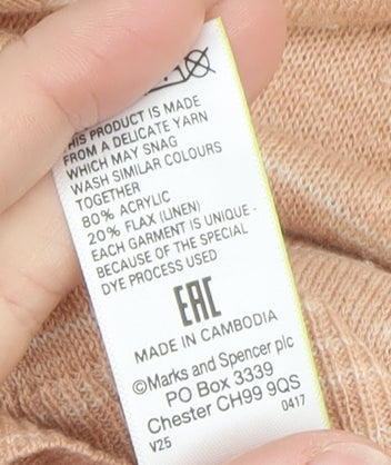 Marks & Spencer Women’s Beige V-Neck Relaxed Knit Jumper XL