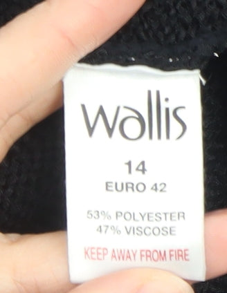Wallis Women’s Black V-Neck Long Sleeve Knit Jumper Size 14