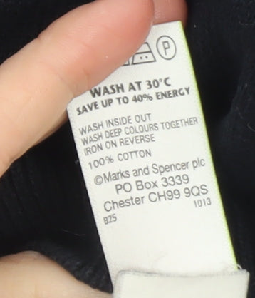 Marks and Spencer Men's Black Cotton V-Neck Sleeveless Vest Small