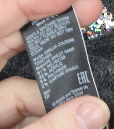 Marks & Spencer Women Grey Sequin Christmas Pullover Jumper XL