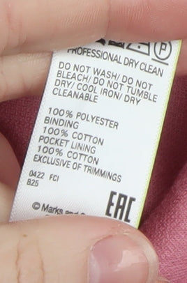 Marks & Spencer Women’s Pink 10 Regular Overcoat Buttoned Wool Look