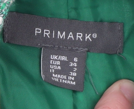 Primark Women Green Check Tweed Blazer Jacket Size 6