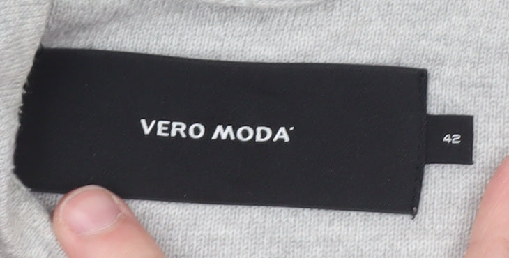 Vero Moda Women Grey Cotton Blend Mid-Length Coatigan Size 14