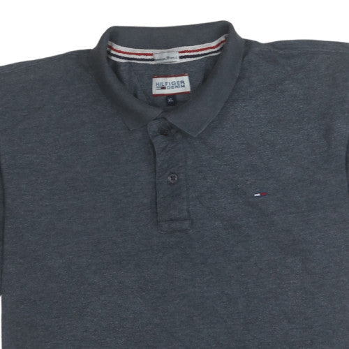 Hilfiger Denim Men's Grey Polo Shirt XL Cotton Short Sleeve Classic Fit