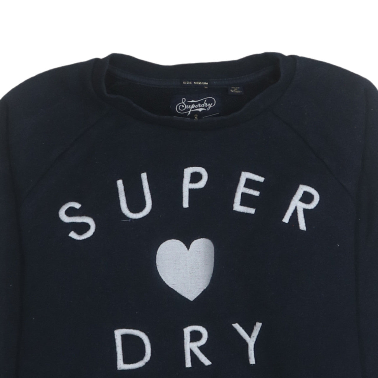 Superdry Women Navy Blue Paris Logo Pullover Sweatshirt Size M
