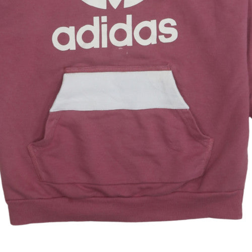 Adidas Womens Pink Hooded Pullover Sweatshirt UK 10 Logo Design