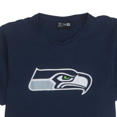 New Era Men's Navy Seattle Seahawks Graphic Crew Neck T-Shirt Size L