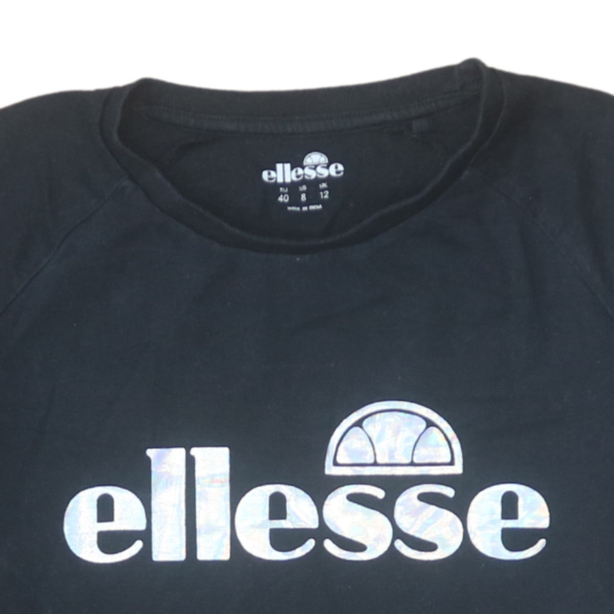 Ellesse Womens Black Cotton Short Sleeve T-Shirt Size 12